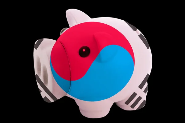 Piggy rich bank in colors national flag of south korea for sav — Stock Photo, Image