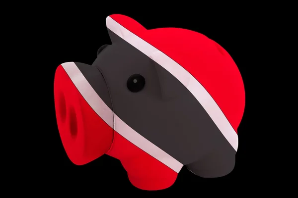 Piggy rich bank in colors national flag of trinidad tobago for — Stock Photo, Image