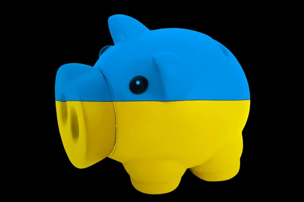 Piggy rich bank in colors national flag of ukraine for saving — Stock Photo, Image