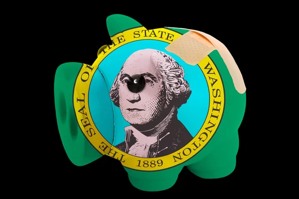 미국 국가의의 국기의 색상에 파산 돼지 풍부한 은행 — 스톡 사진