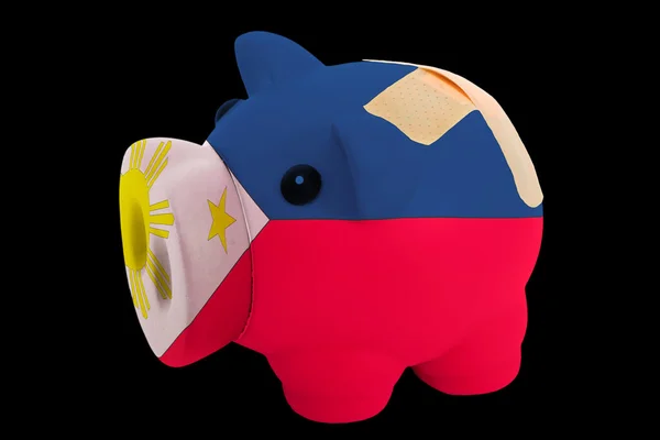 Iflas piggy zengin banka philippin ulusal bayrak renkleri — Stok fotoğraf