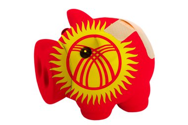 k renkleri ulusal bayrak bandaj ile kapalı piggy zengin banka