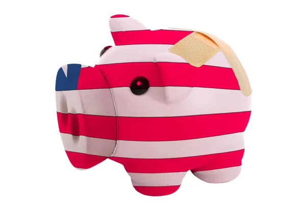 Sparschwein reich mit Binde in den Farben der Nationalflagge — Stockfoto