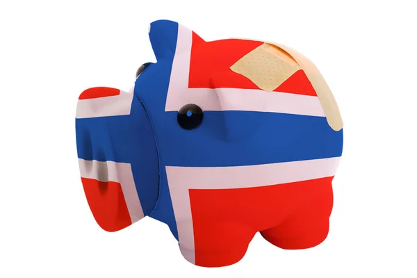 Sparschwein reich mit Binde in den Farben der Nationalflagge von N — Stockfoto
