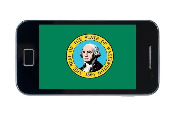 Флаг смартфона американского штата Вашингтон — стоковое фото