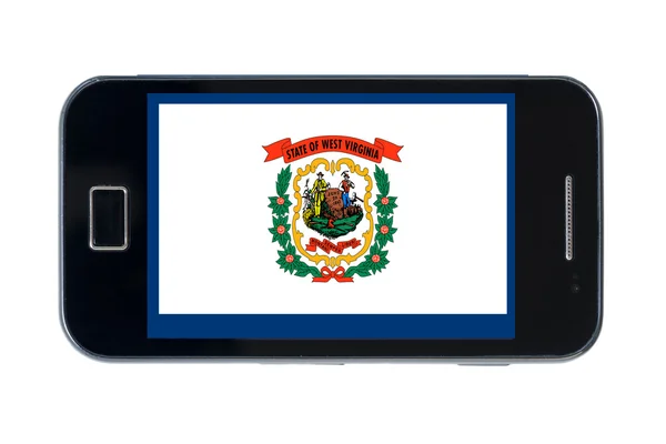 Smartphone flag of american state of west virginia — Stock Photo, Image