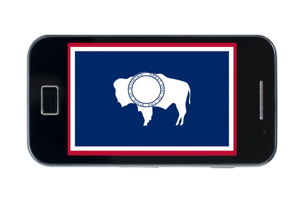 Flaga smartphone z amerykańskiego stanu wyoming — Zdjęcie stockowe