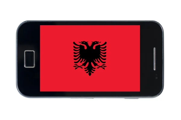 Smartphone bandera nacional de albania —  Fotos de Stock