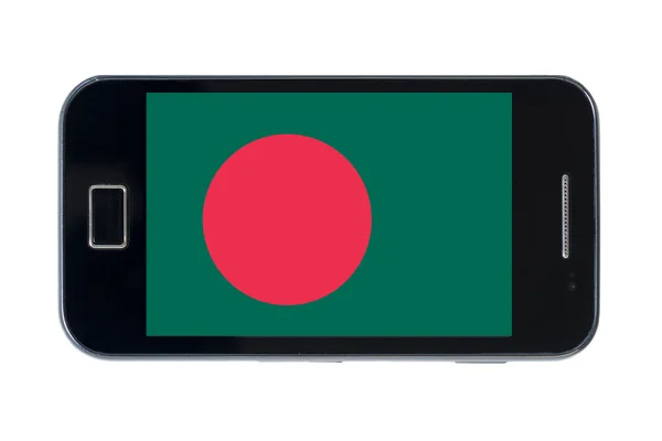 Smartphone nationella flagga i bangladesh — Stockfoto