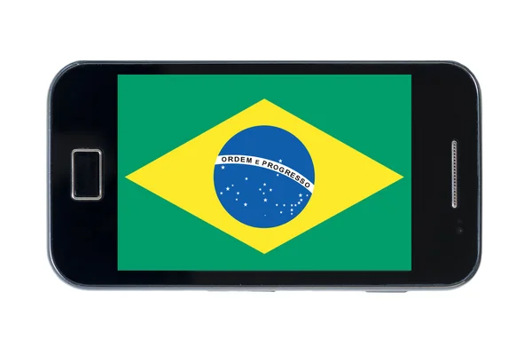 Smartphone national flag of brazil — Stock Photo, Image
