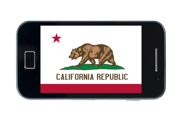 Smartphone flag of american state of california — Stock Photo, Image