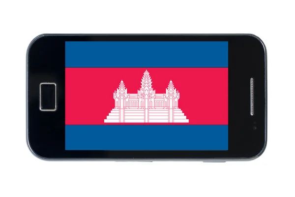 智能手机的柬埔寨国旗 — 图库照片