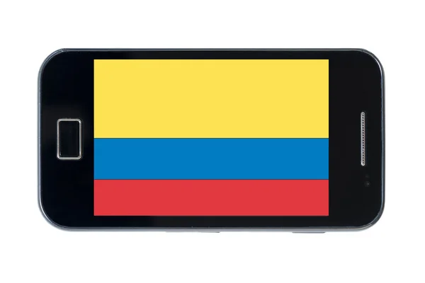 Smartphone národní vlajka Kolumbie — Stock fotografie