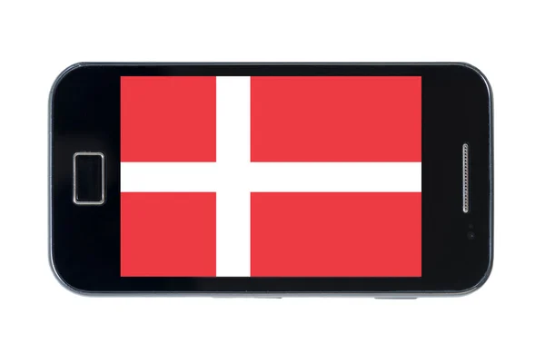 Smartphone nationale vlag van Denemarken — Stockfoto