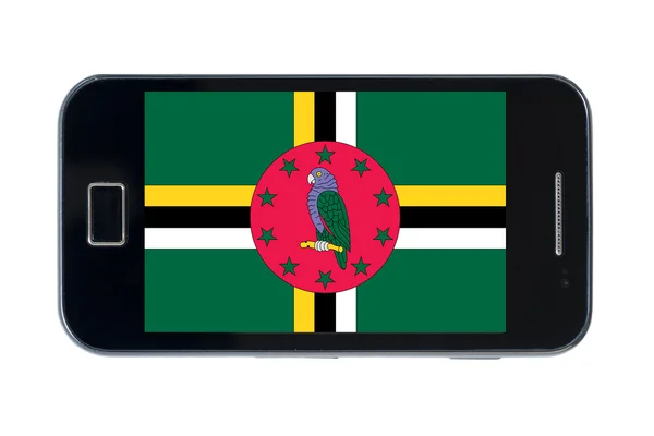 Smartphone drapeau national de la Dominique — Photo