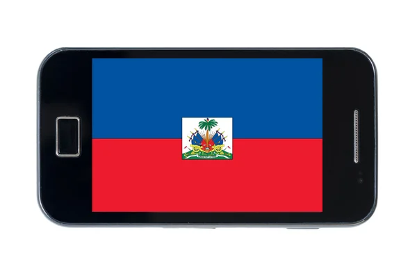 Flaga narodowa smartphone z haiti — Zdjęcie stockowe