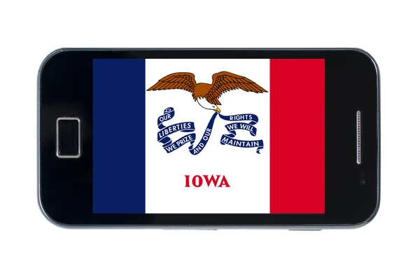 Smartphone flag of american state of iowa — Stock Photo, Image