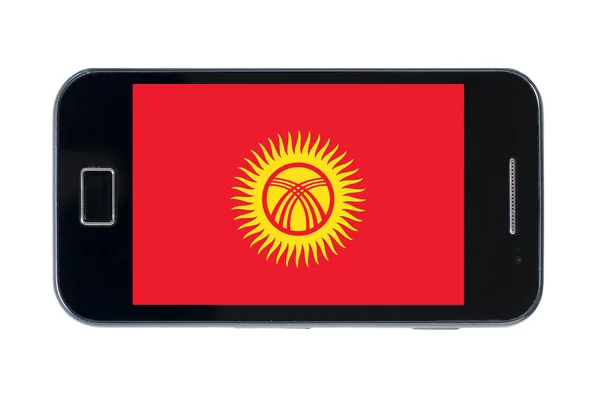 Smartphone nationale vlag van Kirgizië — Stockfoto