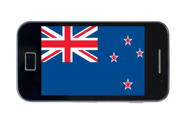 Smartphone státní vlajka Nového Zélandu — Stock fotografie