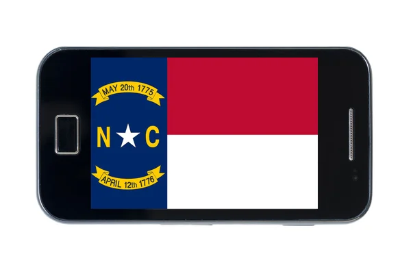 Smartphone flag of american state of north carolina — Stock Photo, Image