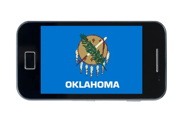 Smartphone flag of american state of oklahoma — Stock Photo, Image