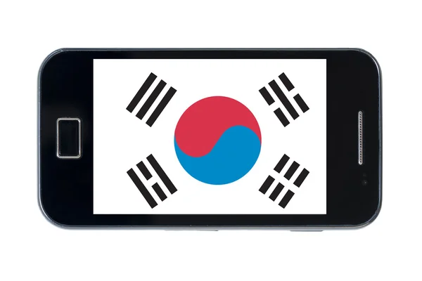 Bandiera nazionale dello smartphone della Corea del Sud — Foto Stock