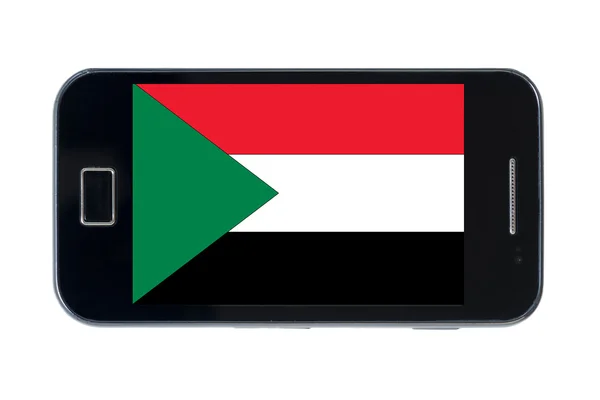 Smartphone národní Súdánská vlajka — Stock fotografie