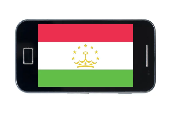 Smartphone national flag of tajikistan — Stock Photo, Image