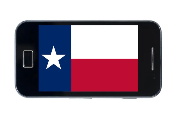 Teksas'ın Amerikan Devlet bayrağı Smartphone — Stok fotoğraf
