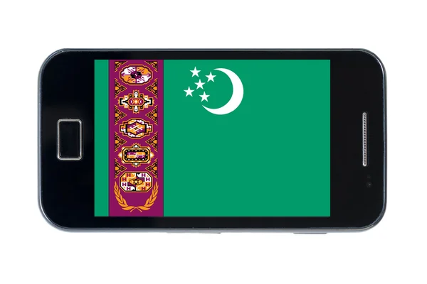 Smartphone national flag of turkmenistan — Stock Photo, Image