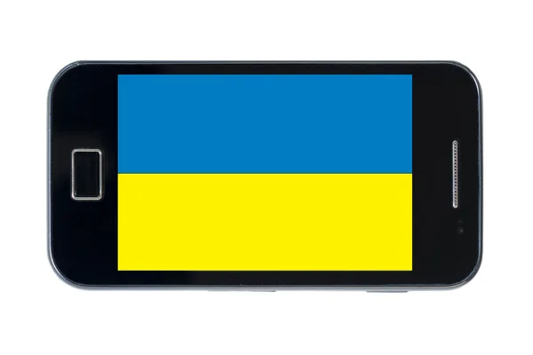 智能手机的乌克兰国旗 — 图库照片