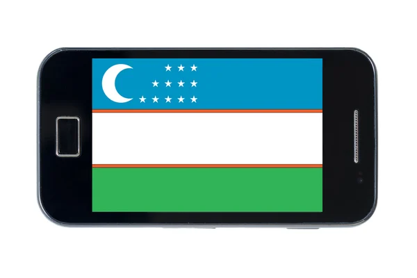 智能手机的乌兹别克斯坦国旗 — 图库照片