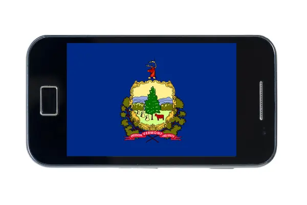 Smartphone flag of american state of vermont — Stock Photo, Image