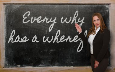 Her yüzden gösterilen öğretmen den dolayı üzerine bir yazı tahtası vardır.