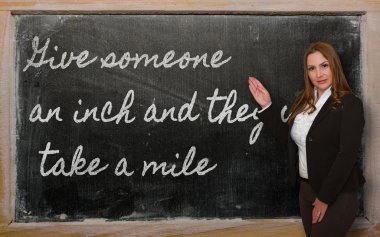 gösterilen öğretmen vermek birisi bir inç ve onlar üzerinde bla alacak