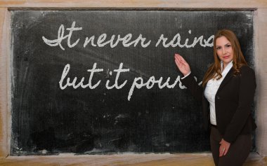 hiçbir zaman yağmurlar ama bunun gösteren öğretmen tahtaya içki alıyor.