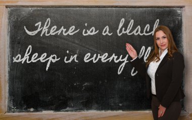 Burada gösterilen öğretmendir her akın blackbo üzerinde siyah koyun