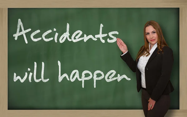 Lehrer zeigt Unfälle an Tafel — Stockfoto