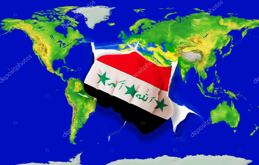 Le Poing Dans Le Drapeau National Couleur Dirak Poinçonner
