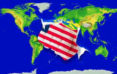 Fist in color national flag of liberia punching world map clipart