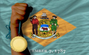 altın madalya için spor ve delaware Amerikan Devlet bayrağı