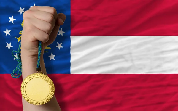 Medalla de oro por deporte y bandera del estado americano de Georgia —  Fotos de Stock