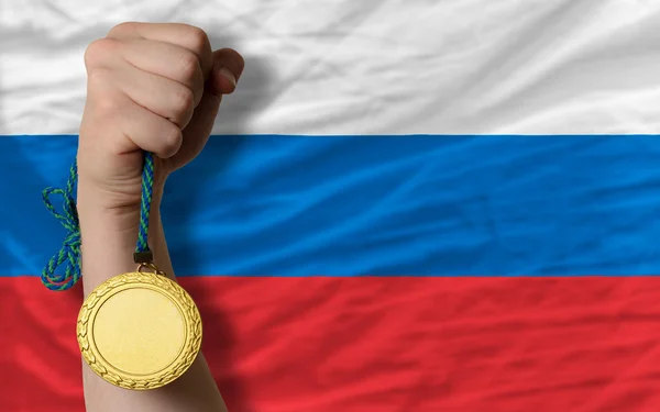 Goldmedaille für Sport und Nationalflagge Russlands — Stockfoto