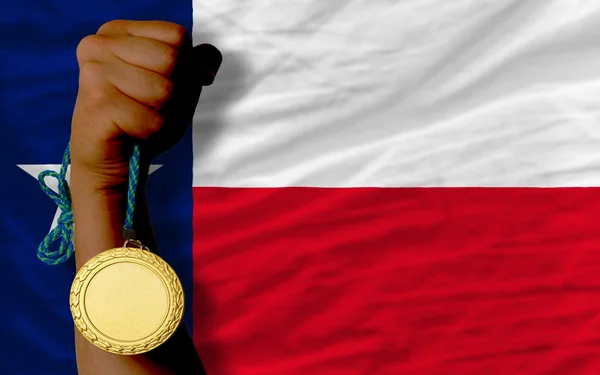 Medalha de ouro por esporte e bandeira do estado americano do texas — Fotografia de Stock