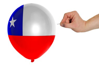 Şili ulusal bayrak içinde renkli balon patlama