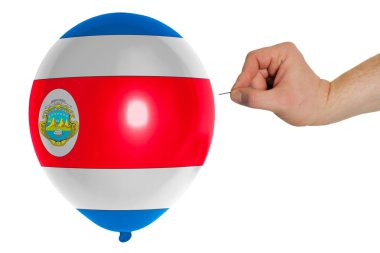 costarica ulusal bayrak içinde renkli balon patlama