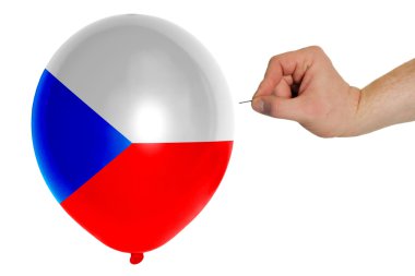 Çek ulusal bayrak içinde renkli balon patlama
