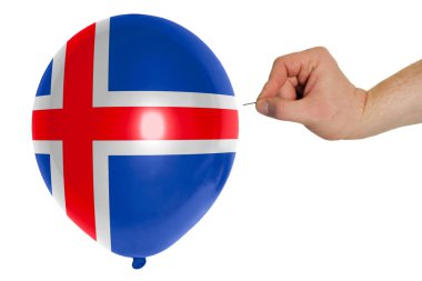 İzlanda Milli bayrağı renkli balon patlama