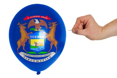 Amerikan michigan Devlet bayrağı renkli balon patlama