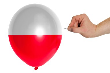 Polonya ulusal bayrak içinde renkli balon patlama